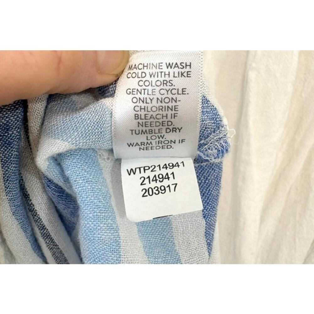 J. Jill Linen Blend Striped Back Pintucks Tunic Top Small White Blue Lagenlook - Picture 11 of 12